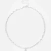 Rhinestone Initial Snake Chain Necklace