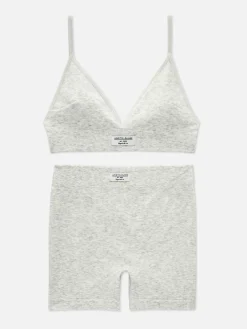 Ribbed Bralette And Shorts Lounge Set