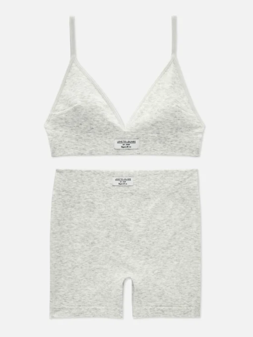 Ribbed Bralette And Shorts Lounge Set