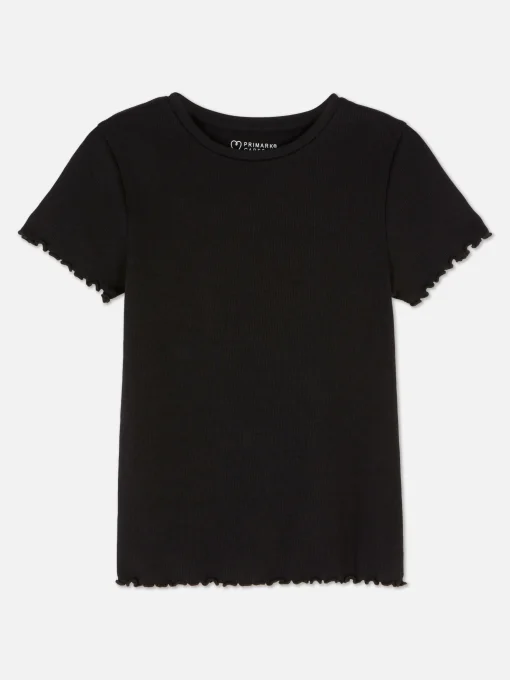 Ribbed Lettuce Trim T-Shirt
