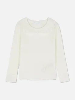 Ribbed Ruffle Collar Sweater