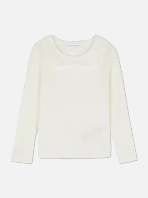 Ribbed Ruffle Collar Sweater