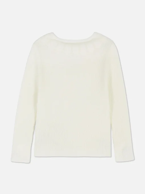 Ribbed Ruffle Collar Sweater