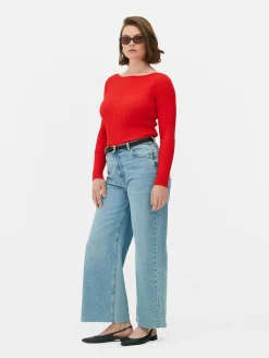 Ribbed Slash Neck Top