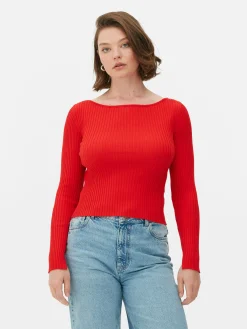 Ribbed Slash Neck Top