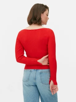 Ribbed Slash Neck Top