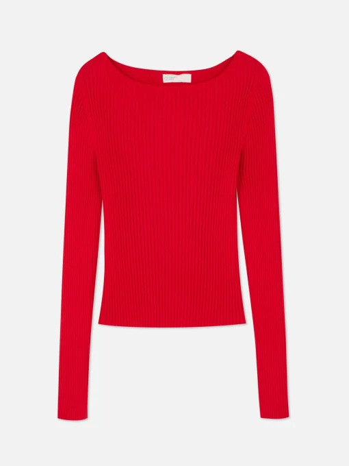 Ribbed Slash Neck Top