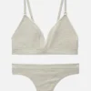 Ribbed Triangle Bra And Thong Set
