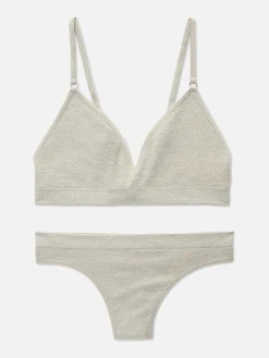 Ribbed Triangle Bra And Thong Set