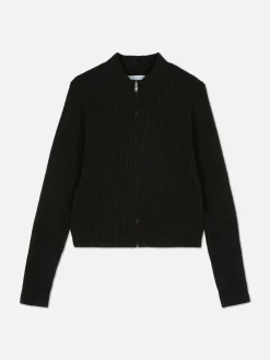 Ribbed Zip Cardigan
