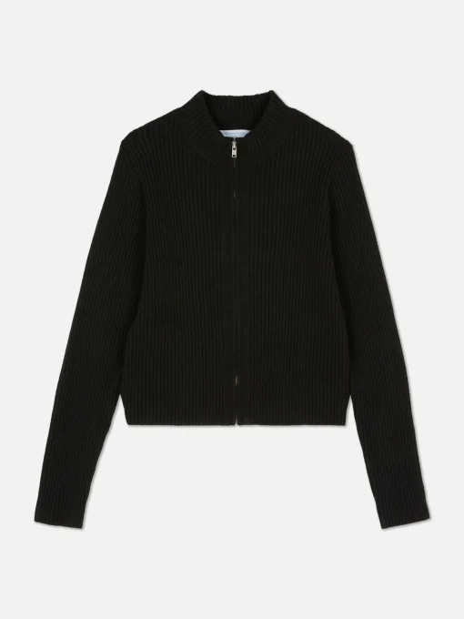 Ribbed Zip Cardigan