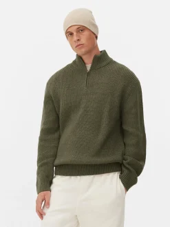 Rib-Knit Half-Zip Sweater