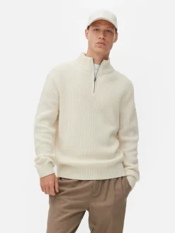 Rib-Knit Half-Zip Sweater