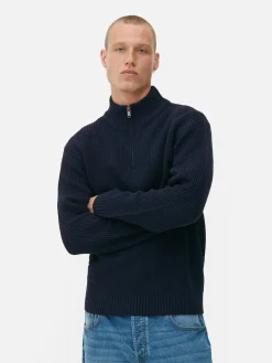 Rib-Knit Half-Zip Sweater