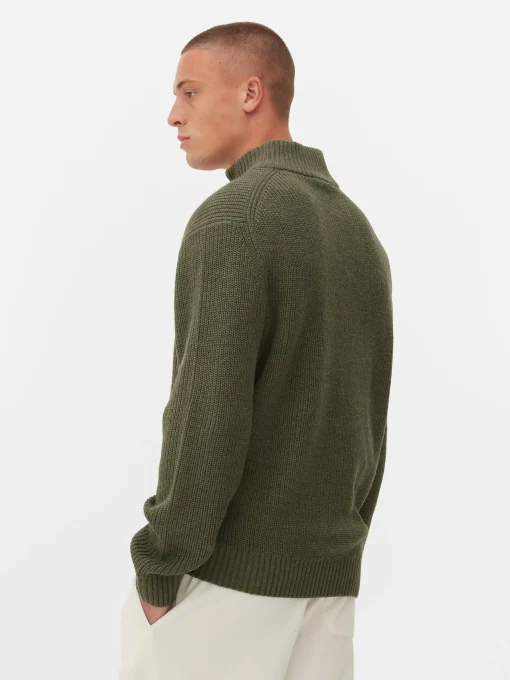 Rib-Knit Half-Zip Sweater