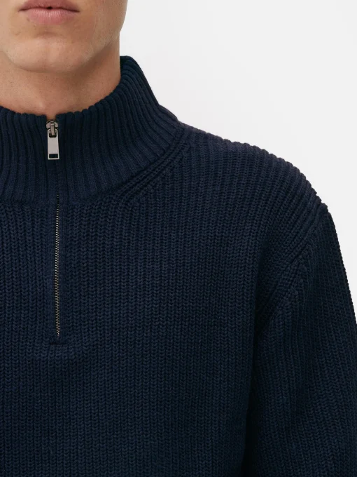Rib-Knit Half-Zip Sweater