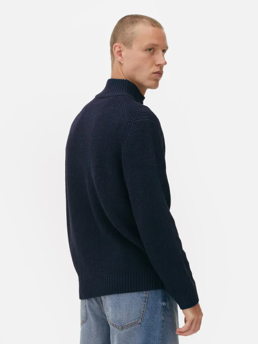 Rib-Knit Half-Zip Sweater