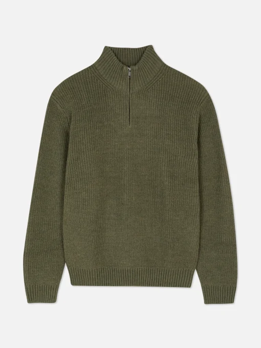 Rib-Knit Half-Zip Sweater