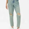 Ripped Denim Mom Jeans