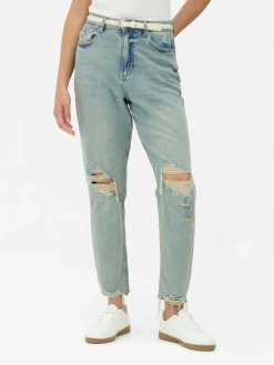 Ripped Denim Mom Jeans