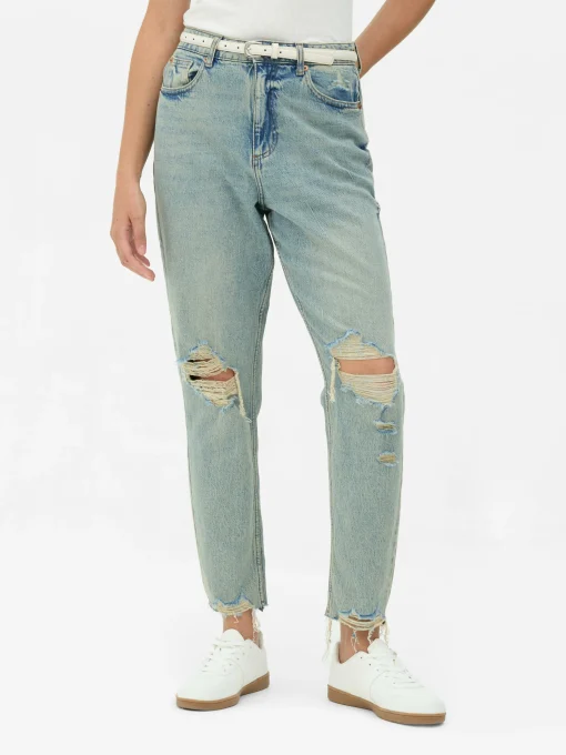 Ripped Denim Mom Jeans