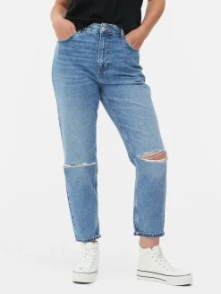 Ripped Denim Mom Jeans