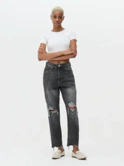 Ripped Denim Mom Jeans