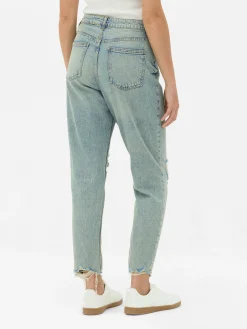 Ripped Denim Mom Jeans