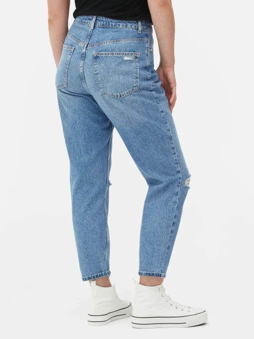 Ripped Denim Mom Jeans