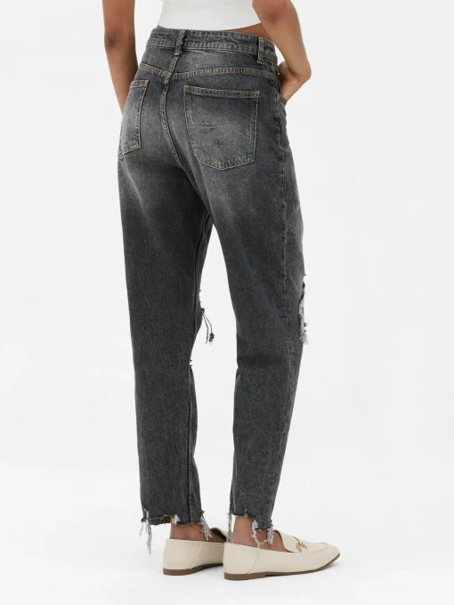 Ripped Denim Mom Jeans