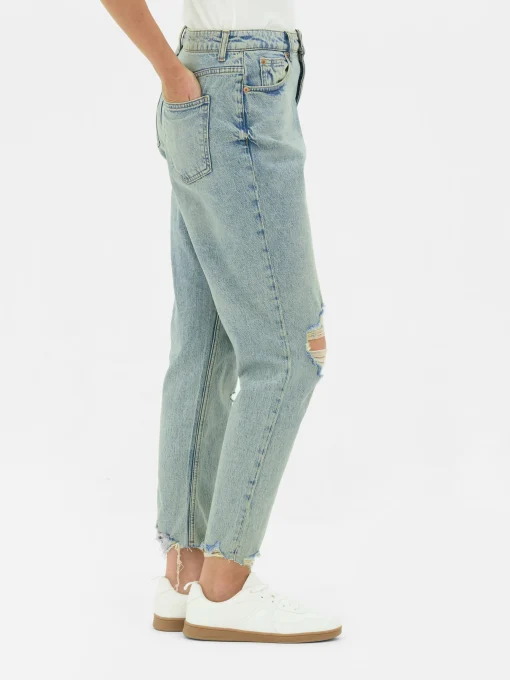 Ripped Denim Mom Jeans
