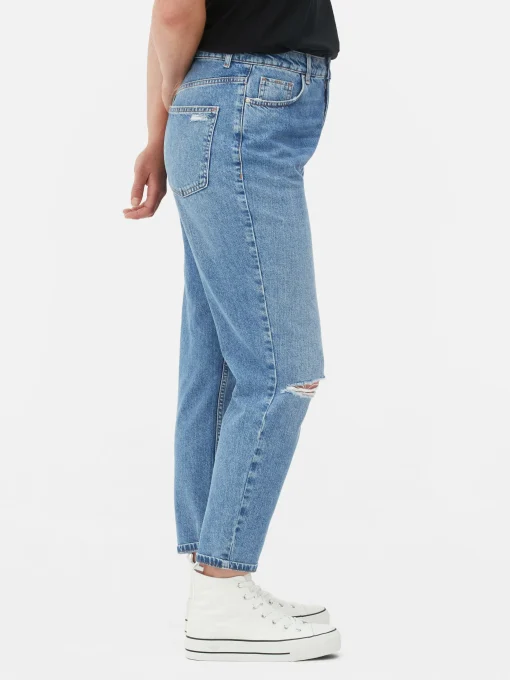 Ripped Denim Mom Jeans