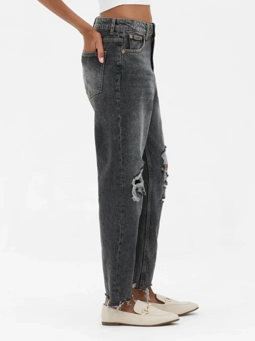 Ripped Denim Mom Jeans