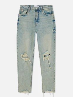 Ripped Denim Mom Jeans