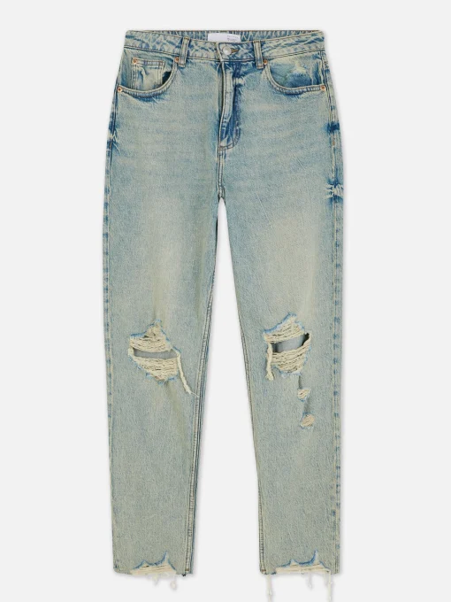 Ripped Denim Mom Jeans