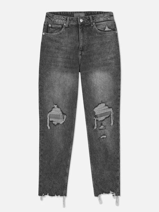 Ripped Denim Mom Jeans