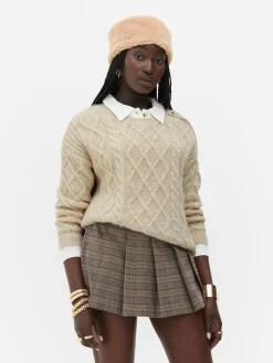 Rita Ora Buttoned Cable Knit Sweater