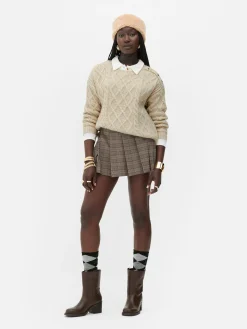 Rita Ora Buttoned Cable Knit Sweater