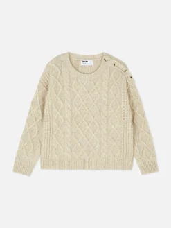 Rita Ora Buttoned Cable Knit Sweater
