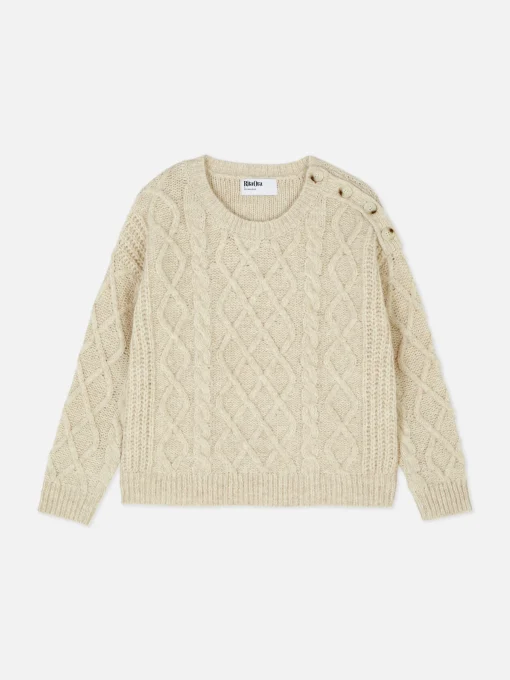 Rita Ora Buttoned Cable Knit Sweater