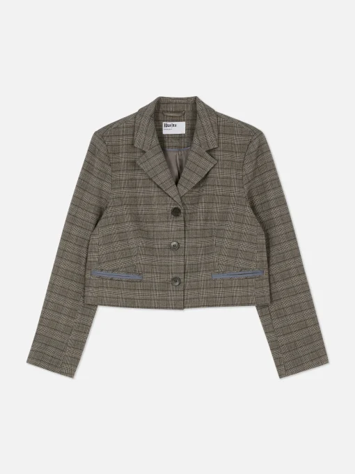 Rita Ora Check Cropped Blazer