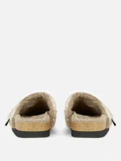Rita Ora Check Faux Fur Lined Clog Mules