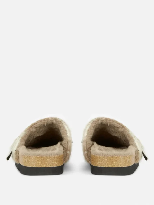 Rita Ora Check Faux Fur Lined Clog Mules