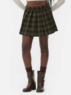 Rita Ora Check Pleated Mini Skirt
