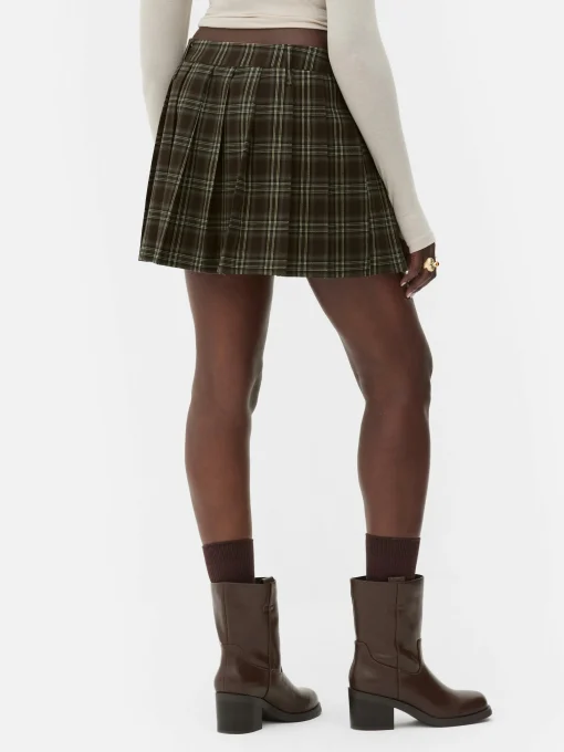 Rita Ora Check Pleated Mini Skirt