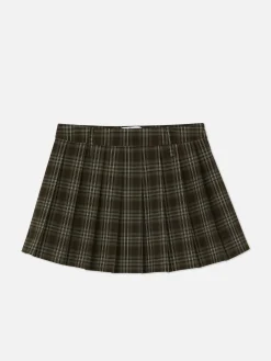 Rita Ora Check Pleated Mini Skirt