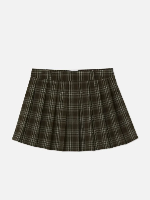 Rita Ora Check Pleated Mini Skirt