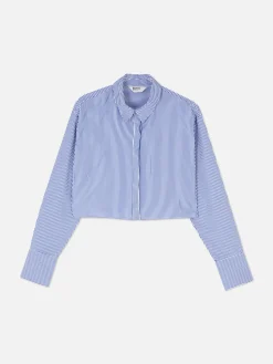 Rita Ora Cropped Striped Shirt