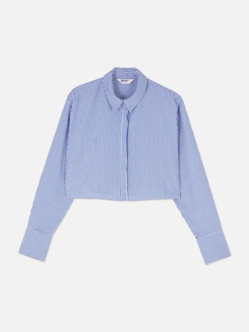 Rita Ora Cropped Striped Shirt