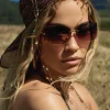 Rita Ora Curved Rimless Sunglasses